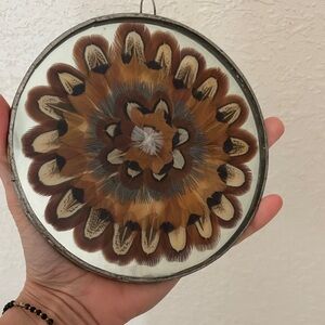 Vintage Mirror Decorative Feather Wall Art 6”